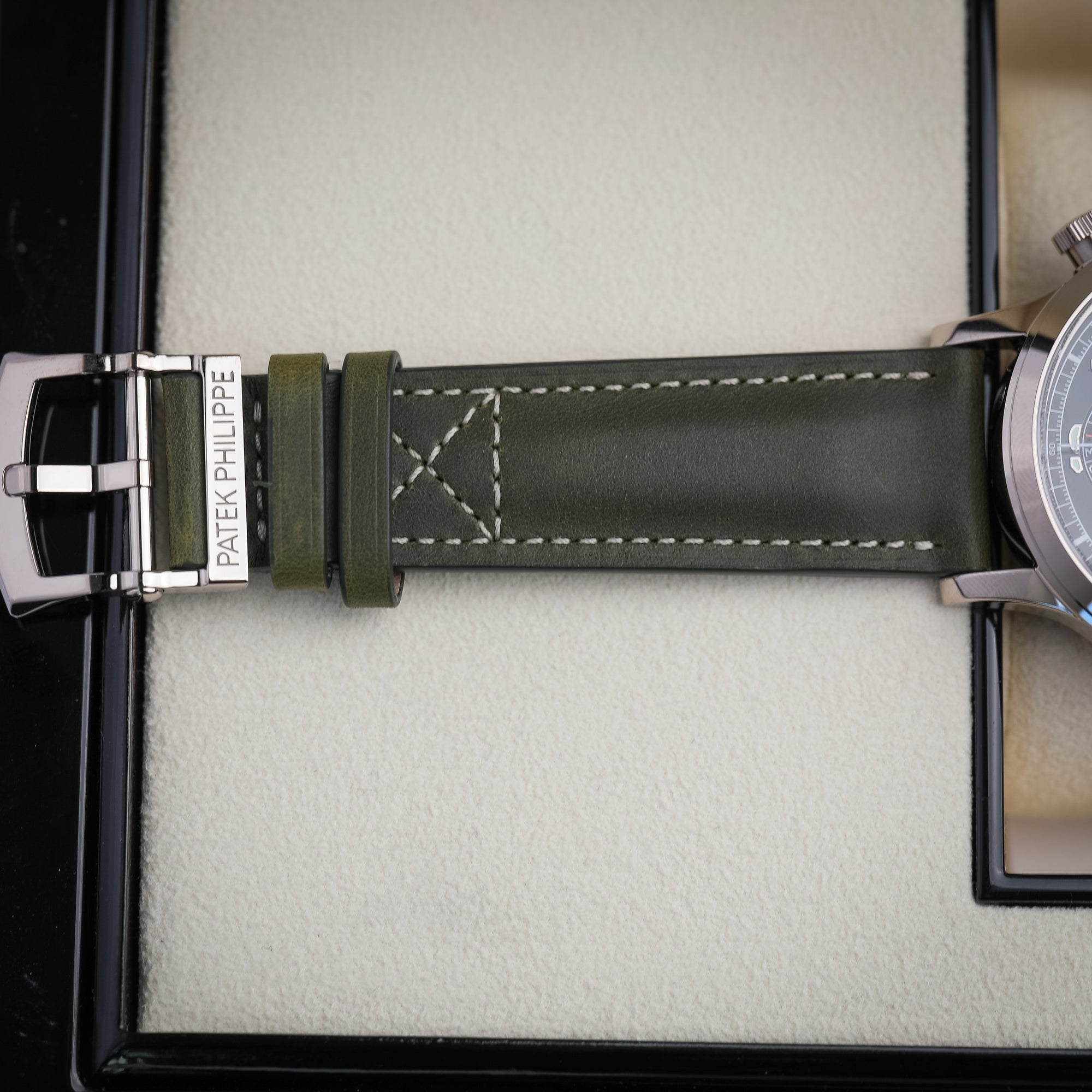 Patek Philippe Complications Calatrava Green Dial White Gold Case Green Strap 42 mm 5924G-010 - WATCHXNYC