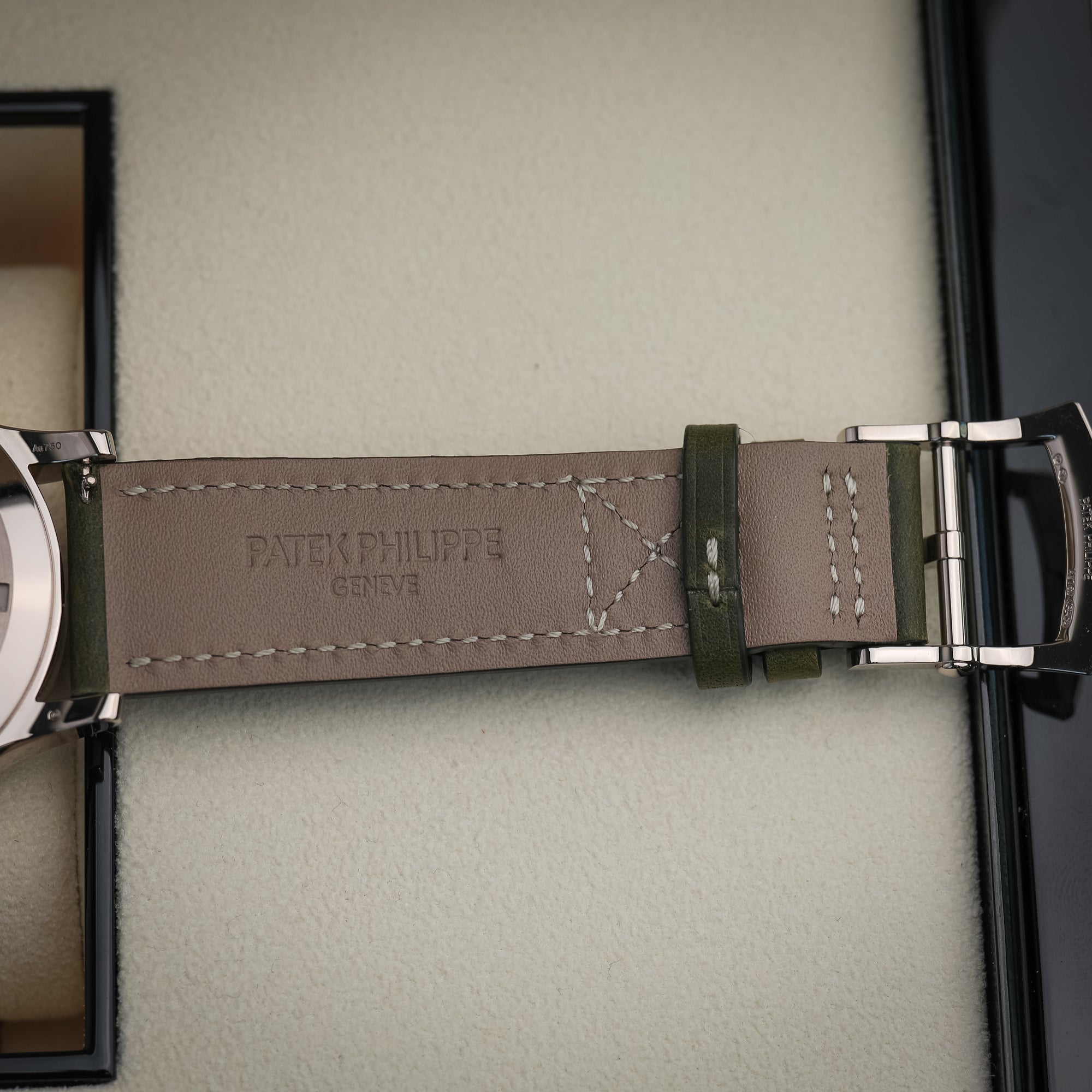 Patek Philippe Complications Calatrava Green Dial White Gold Case Green Strap 42 mm 5924G-010 - WATCHXNYC