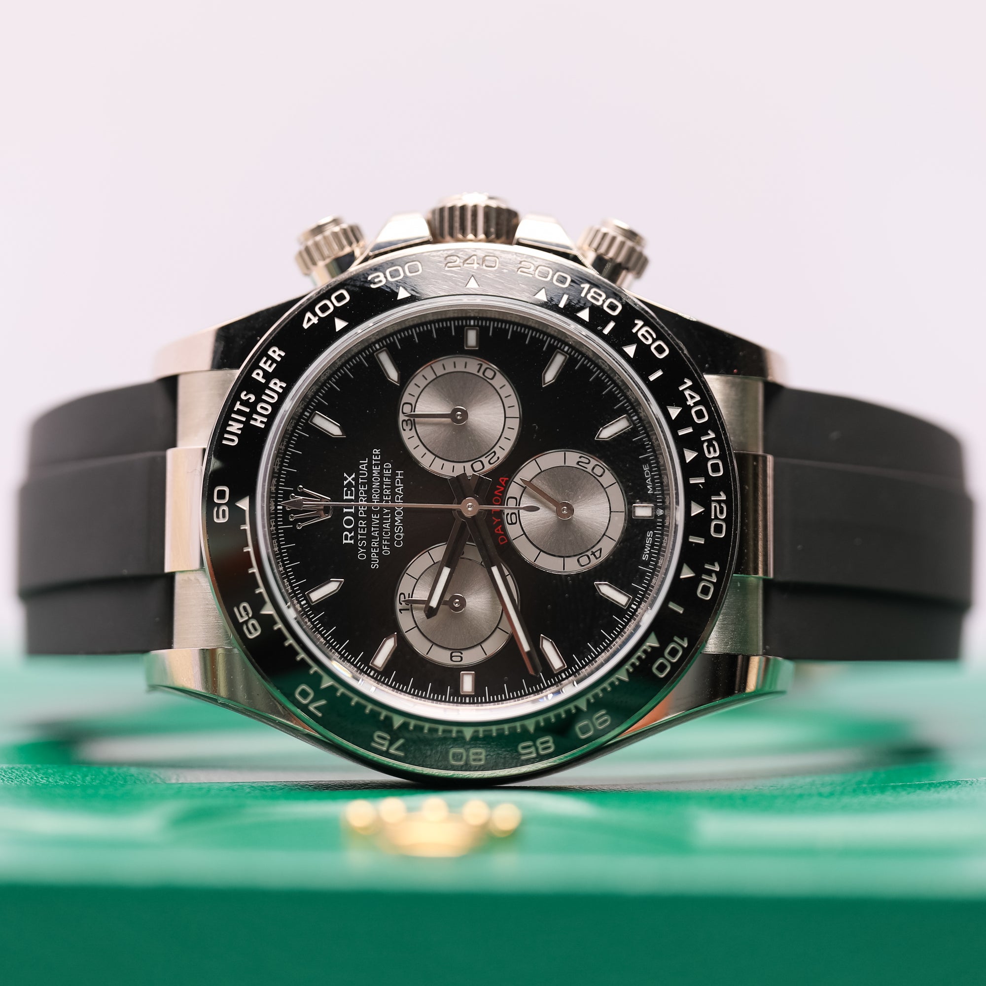 Rolex Cosmograph Daytona 40 mm Bright Black and Steel  Dial 18 kt White Gold Oysterflex Bracelet 126519ln-0002 - WATCHXNYC