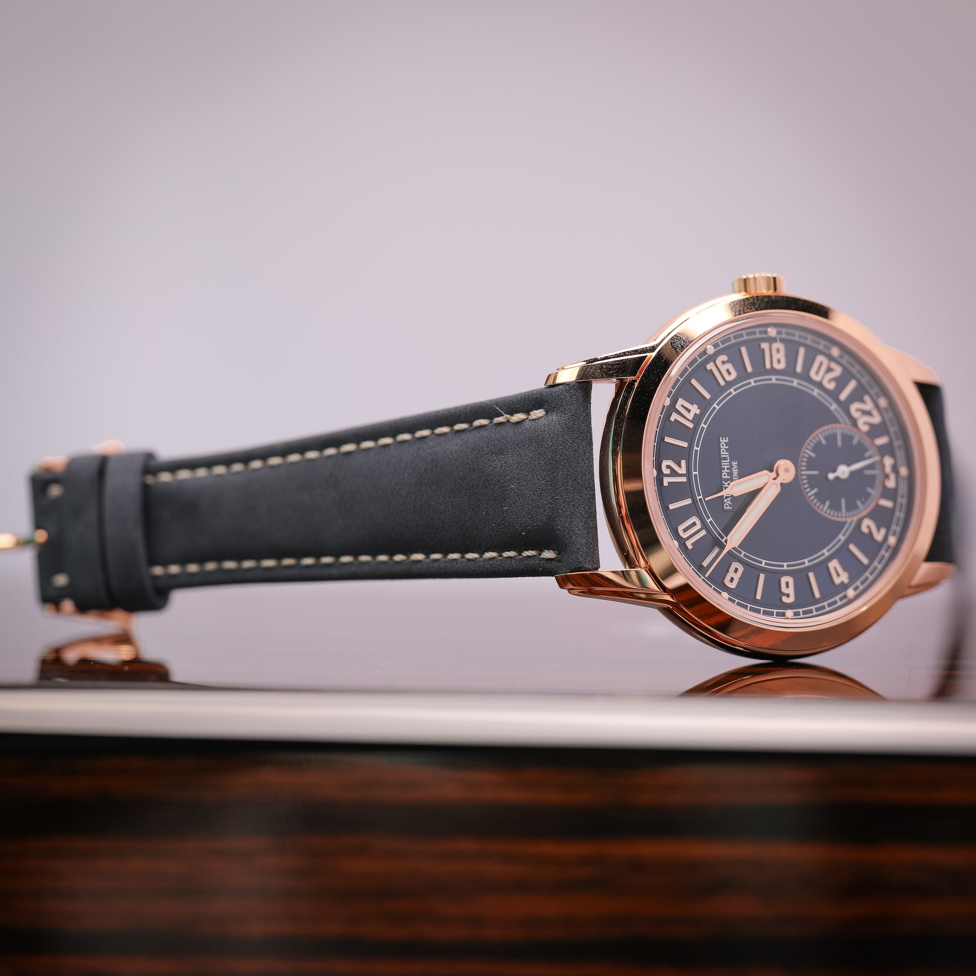 Patek Philippe Complications Blue Dial Rose Gold Case   Blue Strap 42 mm 5224R-001 - WATCHXNYC