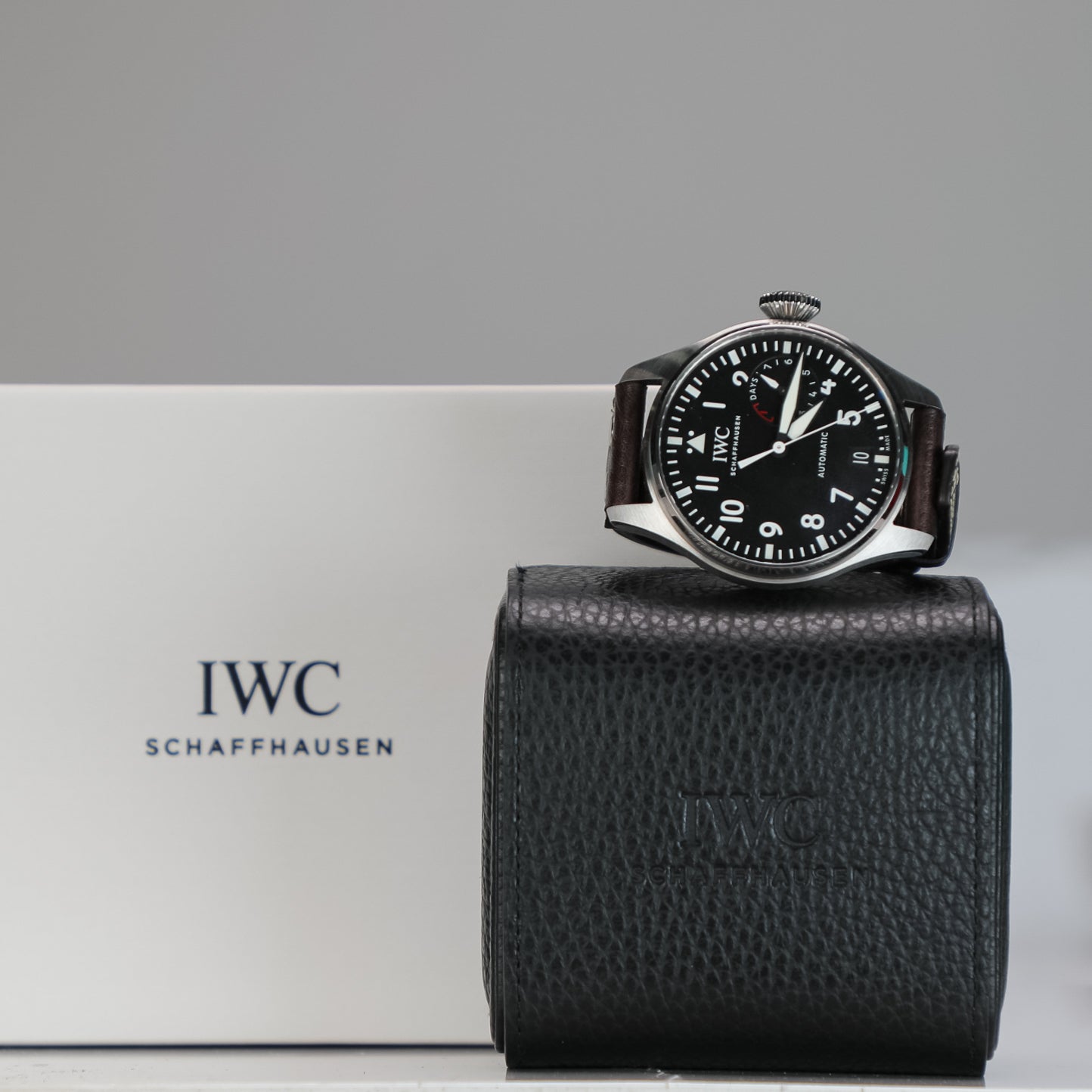 IWC Schaffhausen Big Pilot’s Watch Heritage 46.2  mm Black Dial Titanium Brown    Strap IW501004 - WATCHXNYC