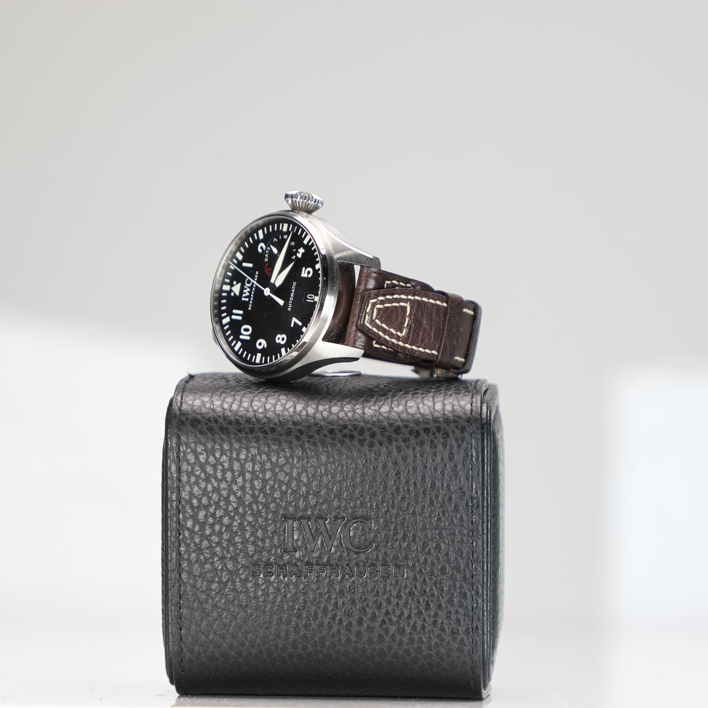IWC Schaffhausen Big Pilot’s Watch Heritage 46.2  mm Black Dial Titanium Brown    Strap IW501004 - WATCHXNYC