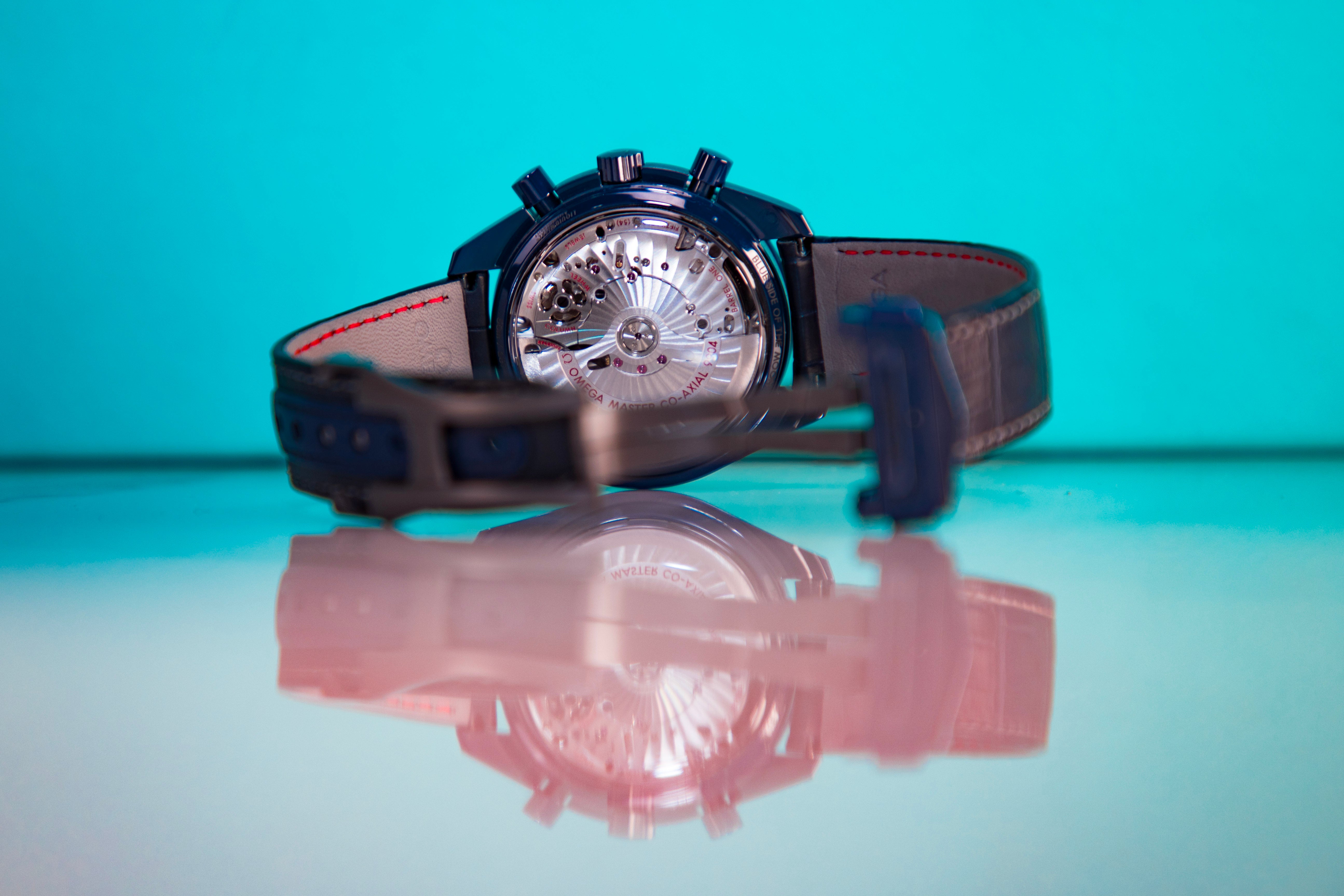 Omega Speedmaster Moonphase Blue Dial 44.25 mm Blue ceramic Strap 304.