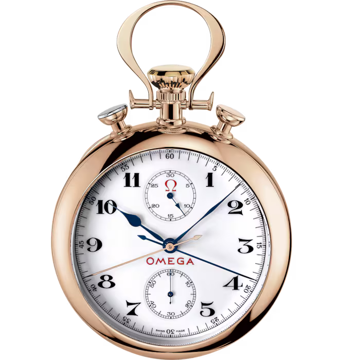 Omega Specialities Olympic Pocket Watch 1932 White Dial Red Gold 70 mm 5108.20.00