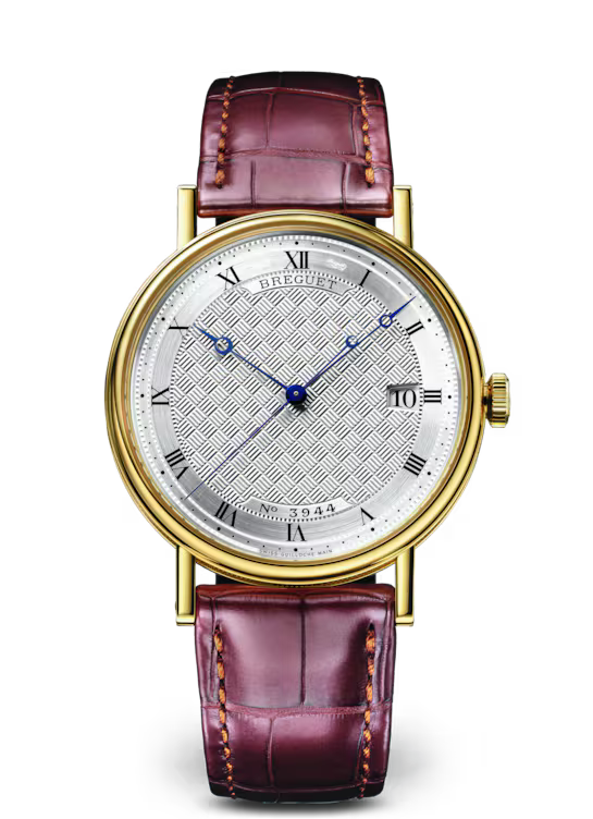 Breguet Classique 5177 Silver Dial 18K Yellow Gold Brown Alligator Leather Strap 38 mm 5177BA/12/9V6