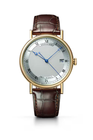 Breguet Classique 5177  Silver Dial 18K Yellow Gold Brown Alligator Leather Strap 38 mm 5177BA/15/9V6
