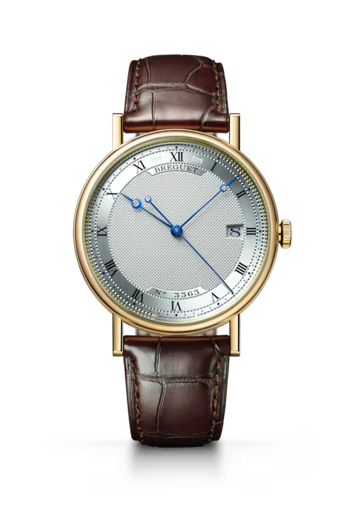 Breguet Classique 5177  Silver Dial 18K Yellow Gold Brown Alligator Leather Strap 38 mm 5177BA/15/9V6