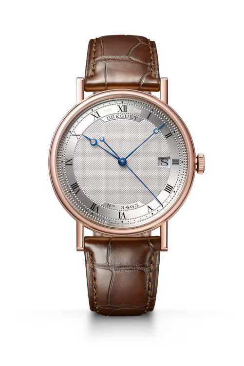 Breguet Classique 5177 Silver Dial 18K Rose Gold Brown Alligator Leather Strap 38 mm 5177BR/15/9V6