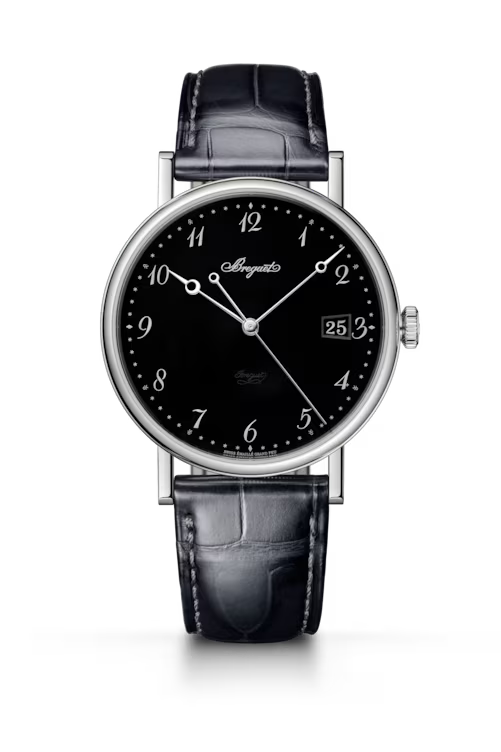 Breguet Classique 5177 Black Dial Platinum Black Alligator Leather Strap 38 mm 5177PT/2N/9V601