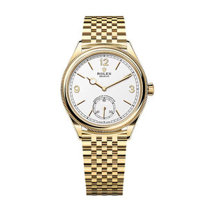 Rolex 1908 39 mm Intense White Dial 18 Kt Yellow Gold Gold Bracelet m52508-0008