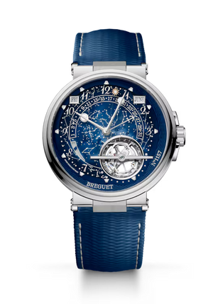 Breguet Marine Tourbillon Equation Marchante 5887 Blue Dial Platinum Blue Rubber Strap 43.9 mm 5887PT/YS/5WVSL