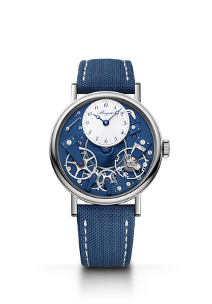 Breguet Tradition 7037 Blue Dial 18K White Gold Blue Rubber Strap 38 mm 7037BB/YB/5V6