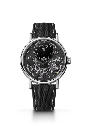 Breguet Tradition 7037 Black Dial Platinum Black Rubber Strap 38 mm 7037PT/N9/5V6
