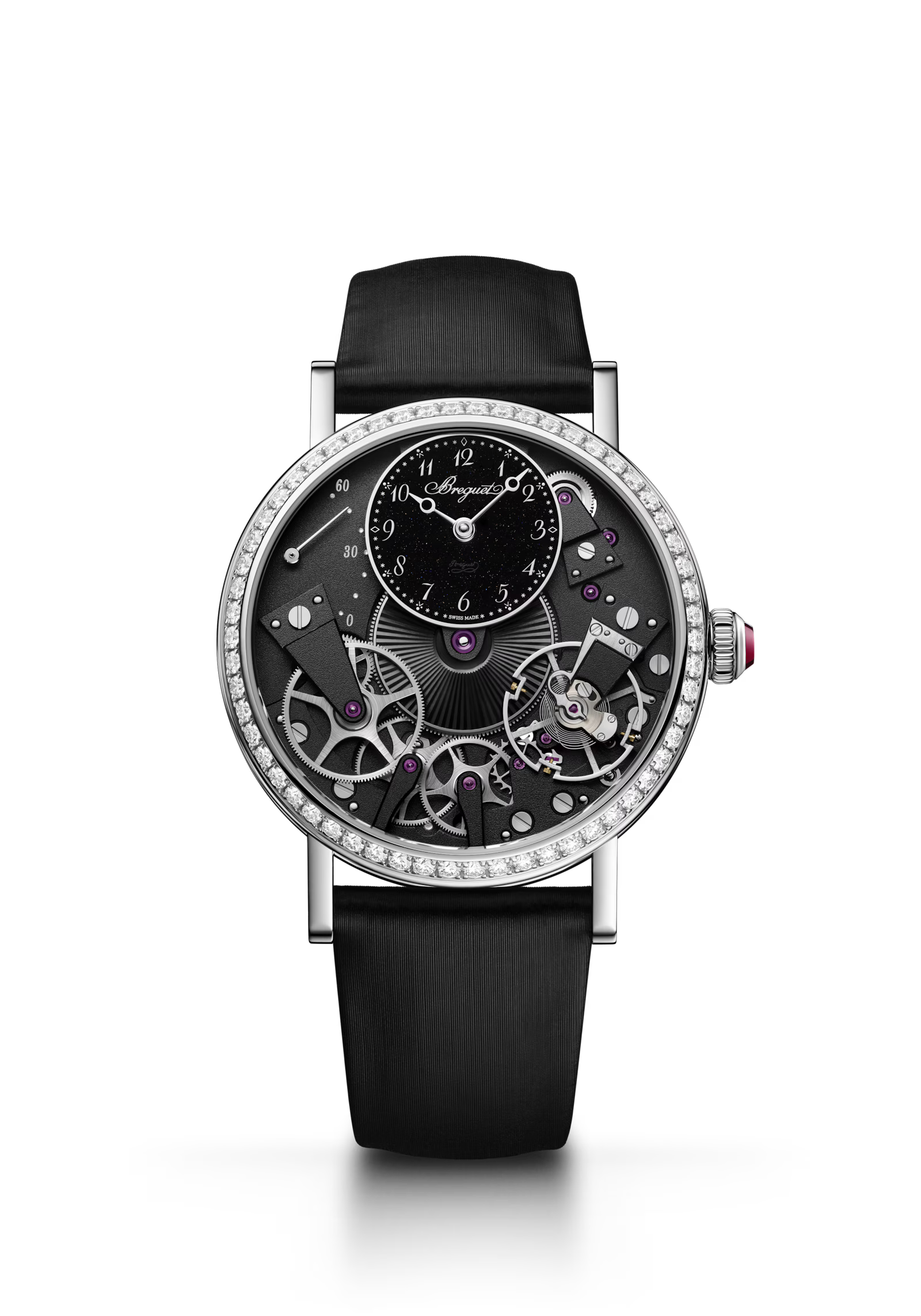 Breguet Tradition 7038 Black Dial 18K White Gold Black Fabric Strap 37 mm 7038BB/N9/7V6 D0