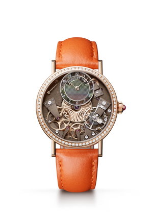 Breguet Tradition 7038 Natural Tahitian Mother-of-Pearl Dial 18K Rose Gold Orange Calfskin Strap 37 mm 7038BR/CT/3V6 D00D