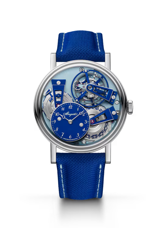 Breguet Tradition Tourbillon 7047 Blue Dial Platinum Blue Rubber Strap 41 mm 7047PT/YY/5ZU SL