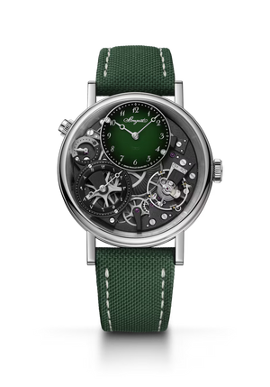 Breguet Tradition GMT 7067 Green Dial Platinum Green Rubber Strap 40 mm 7067PT/NM/5W601