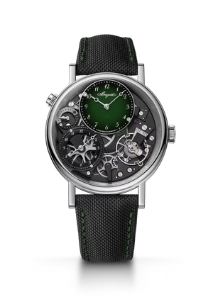 Breguet Tradition GMT 7067 Green Dial Platinum Black Rubber Strap 40 mm 7067PT/NM/5W6