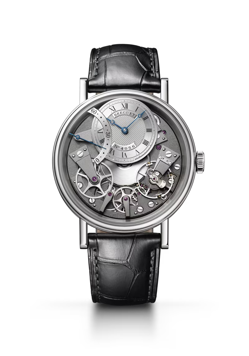 Breguet Tradition Seconde Rétrograde 7097 Silver Dial 18K White Gold Black Alligator Leather Strap 40 mm 7097BB/G1/9WU