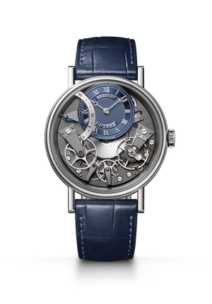 Breguet Tradition Seconde Rétrograde 7097 Blue Dial 18K White Gold Blue Alligator Leather Strap 40 mm 7097BB/GY/9WU