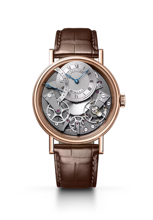 Breguet Tradition Seconde Rétrograde 7097 Silver Dial 18K Rose Gold Brown Alligator Leather Strap 40 mm 7097BR/G1/9WU