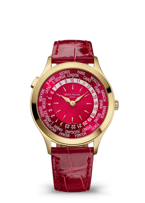 Patek Philippe Complications Red Dial Yellow Gold Leather Strap 36 mm 7129J-001