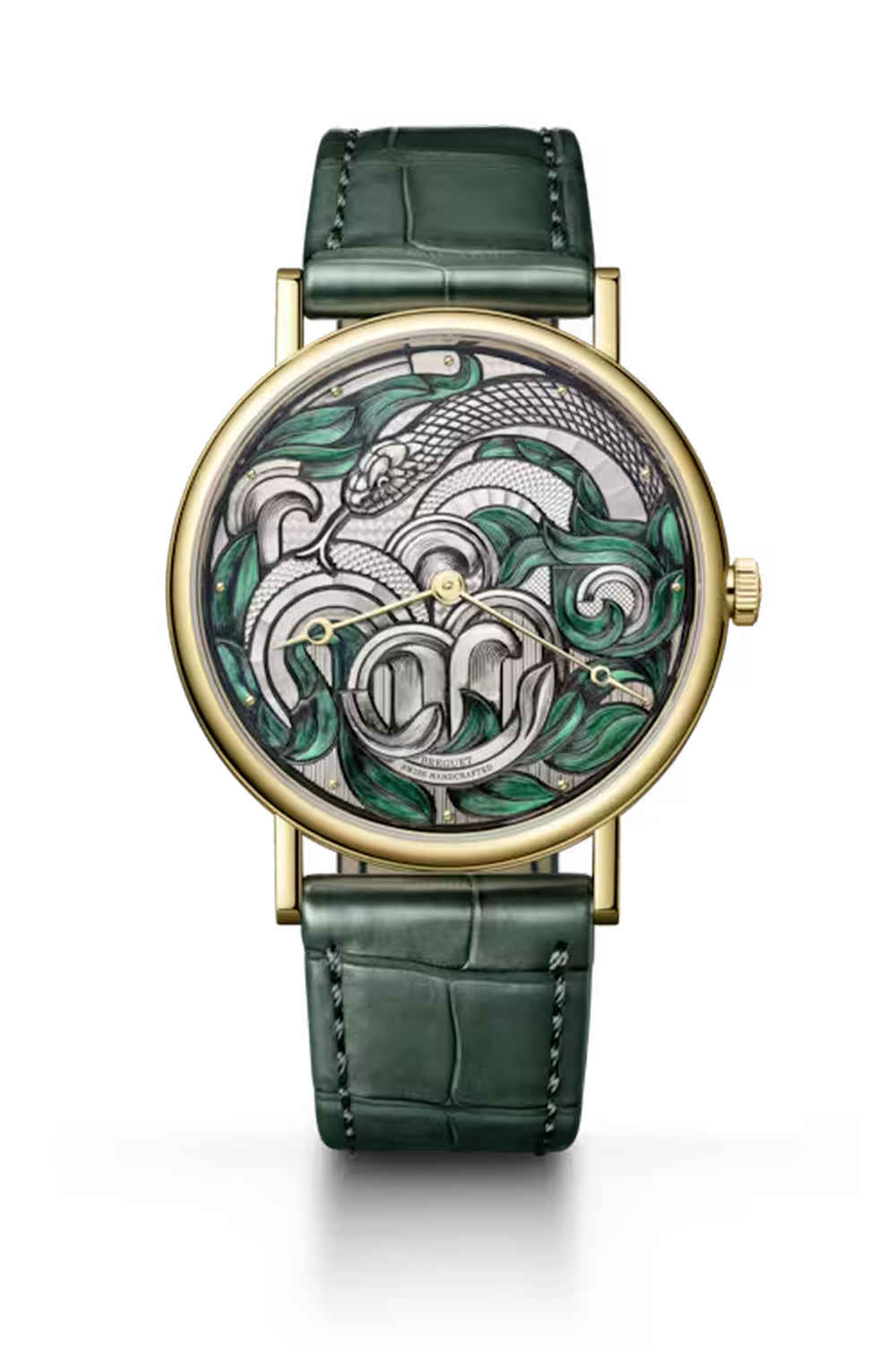 Breguet Classique 7145 Green Dial 18K Yellow Gold Green Alligator Leather Strap 40 mm 7145BA/15/9WU06