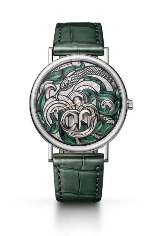 Breguet Classique 7145 Green Dial 18K White Gold Green Alligator Leather Strap 40 mm 7145BB/15/9WU06