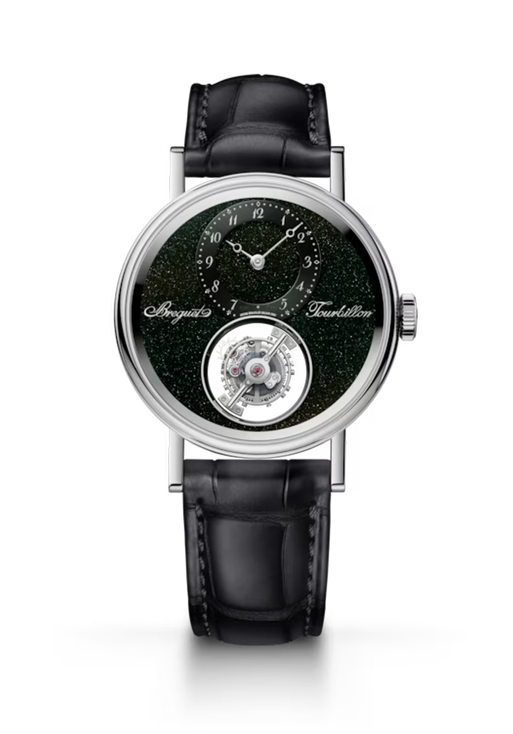 Breguet Classique Tourbillon Sidéral 7255 Black Dial Platinum Black Alligator Leather Strap 38 mm 7255PT/2N/9VU