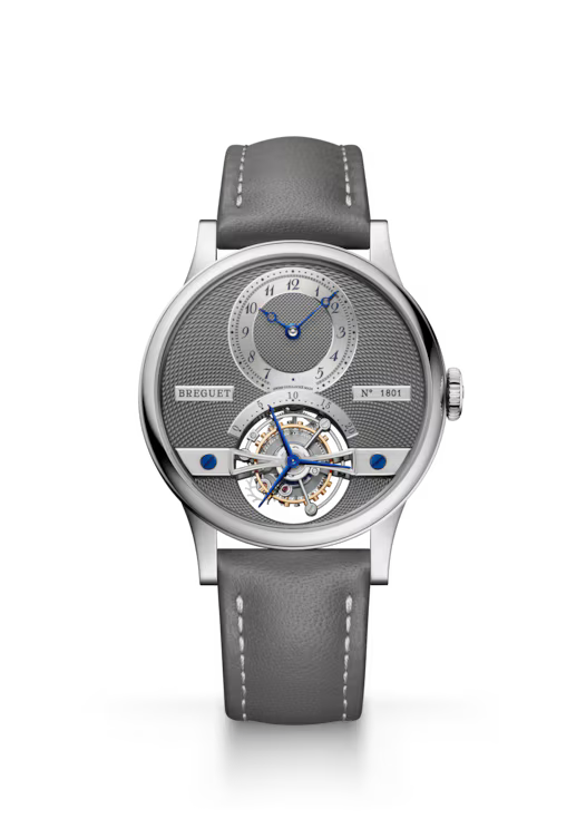 Breguet Classique Tourbillon 7357 Anthracite Dial Platinum Grey Calfskin Leather Strap 35 mm 7357PT/1A/386