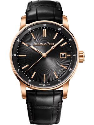 Audemars Piguet Code 11.59 Selfwinding Black Dial 18K Pink Gold Black Alligator Leather Strap 38 mm 77410OR.OO.A127CR.01