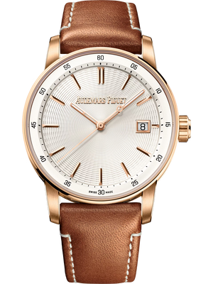 Audemars Piguet Code 11.59 Selfwinding Silver Dial 18K Pink Gold Camel Calfskin Strap 38mm 77410OR.OO.A402VE.01