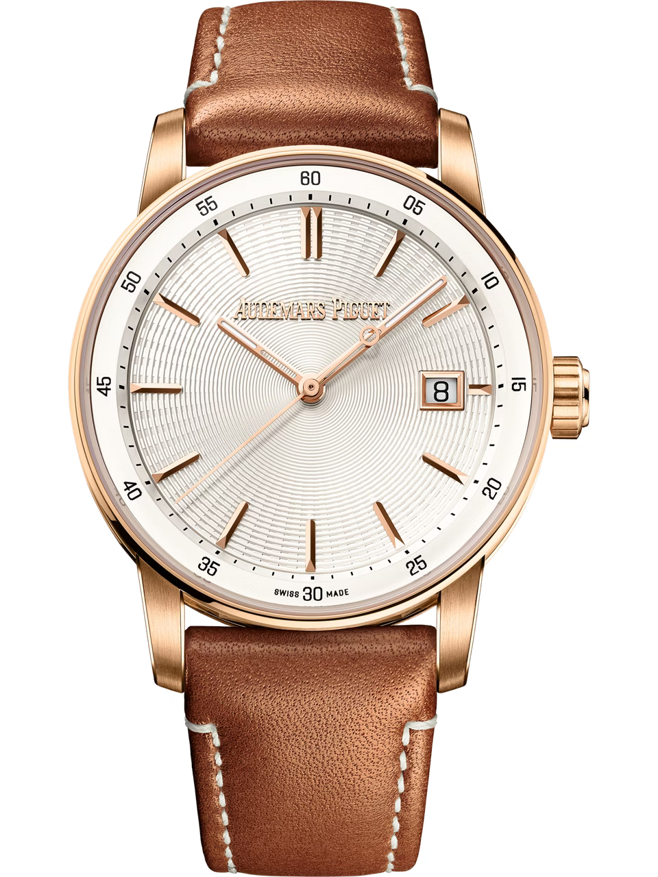 Audemars Piguet Code 11.59 Selfwinding Silver Dial 18K Pink Gold Camel Calfskin Strap 38mm 77410OR.OO.A402VE.01 - WATCHXNYC