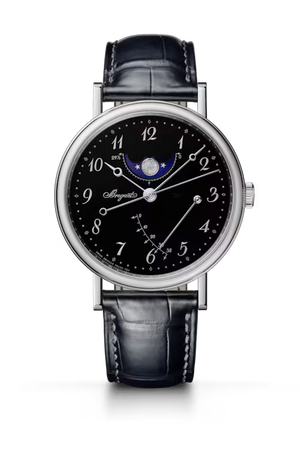 Breguet Classique Phase de Lune 7787 Black Dial Platinum Black Alligator Leather Strap 39 mm 7787PT/2N/9VU