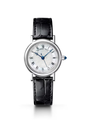 Breguet Classique 8067 White Mother-of-Pearl Dial 18K White Gold Black Alligator Leather Strap 30 mm 8067BB/52/964