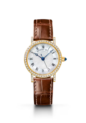 Breguet Classique 8068 White Mother-of-Pearl Dial 18K Yellow Gold Brown Alligator Leather Strap 30 mm 8068BA/52/964 DD00