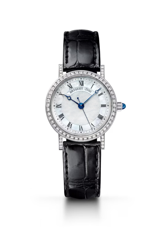 Breguet Classique 8068 White Mother-of-Pearl Dial 18K White Gold Black Alligator Leather Strap 30 mm 8068BB/52/964 DD00