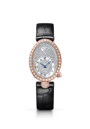 Breguet Reine de Naples 8928 Rhodium plated & White Mother-of-Pearl Dial 18K Rose Gold Black Alligator Leather Strap 8928BR/8D/944 DD0D