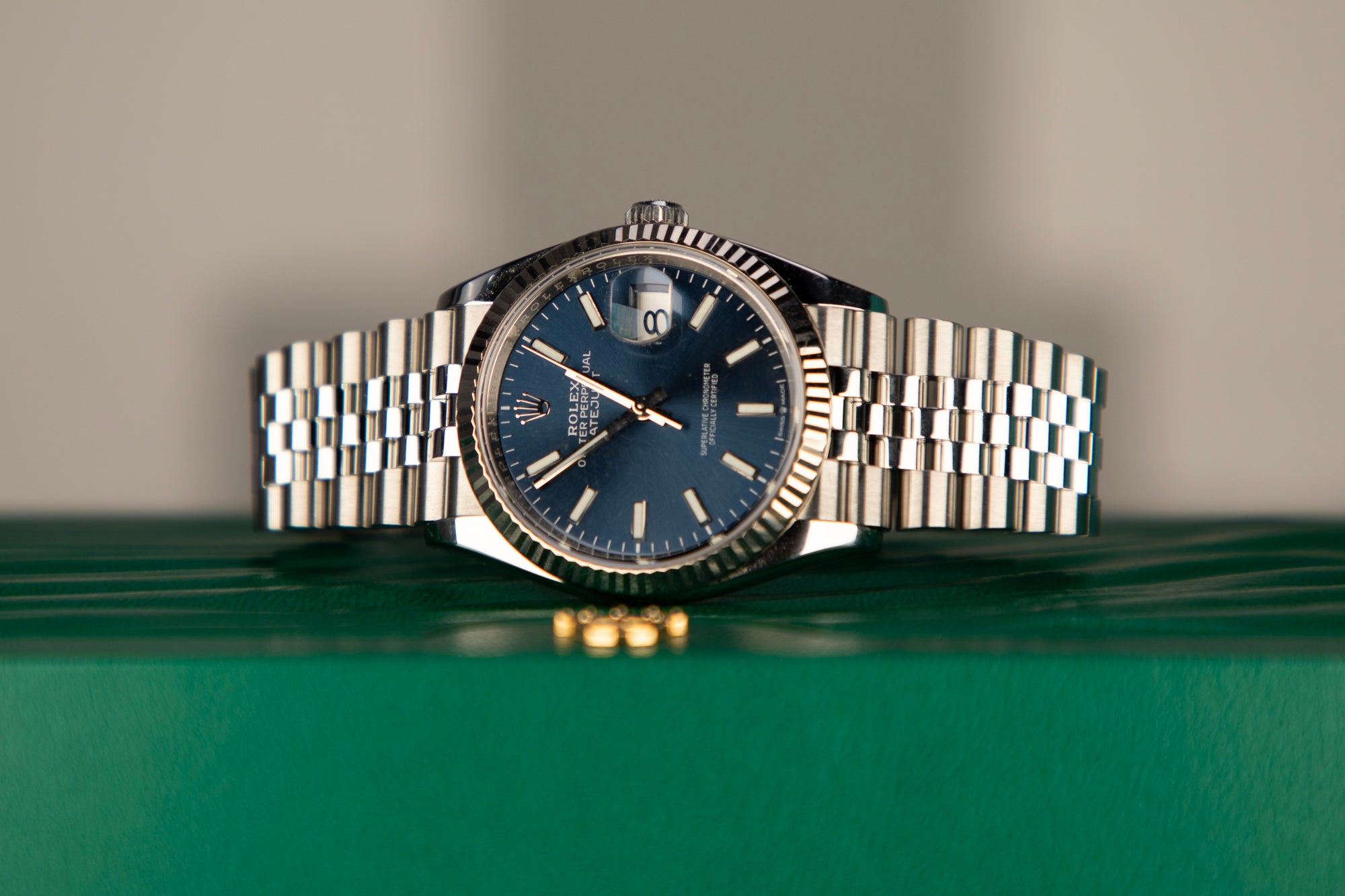 Rolex Datejust 36 36mm Bright Blue  Dial Oystersteel and White Gold Jubilee Bracelet 126234-0017 - WATCHXNYC