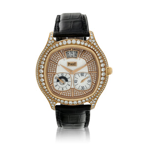 Piaget Emperador A limited edition pink gold and diamond-set automatic dual time wristwatch with date ref: GOA32020