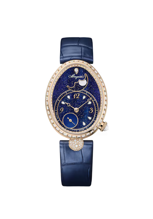 Breguet Reine de Naples Phase de Lune 9935 Blue Dial 18K Breguet Gold Blue Alligator Leather Strap 9935BH/4Y/964 D0