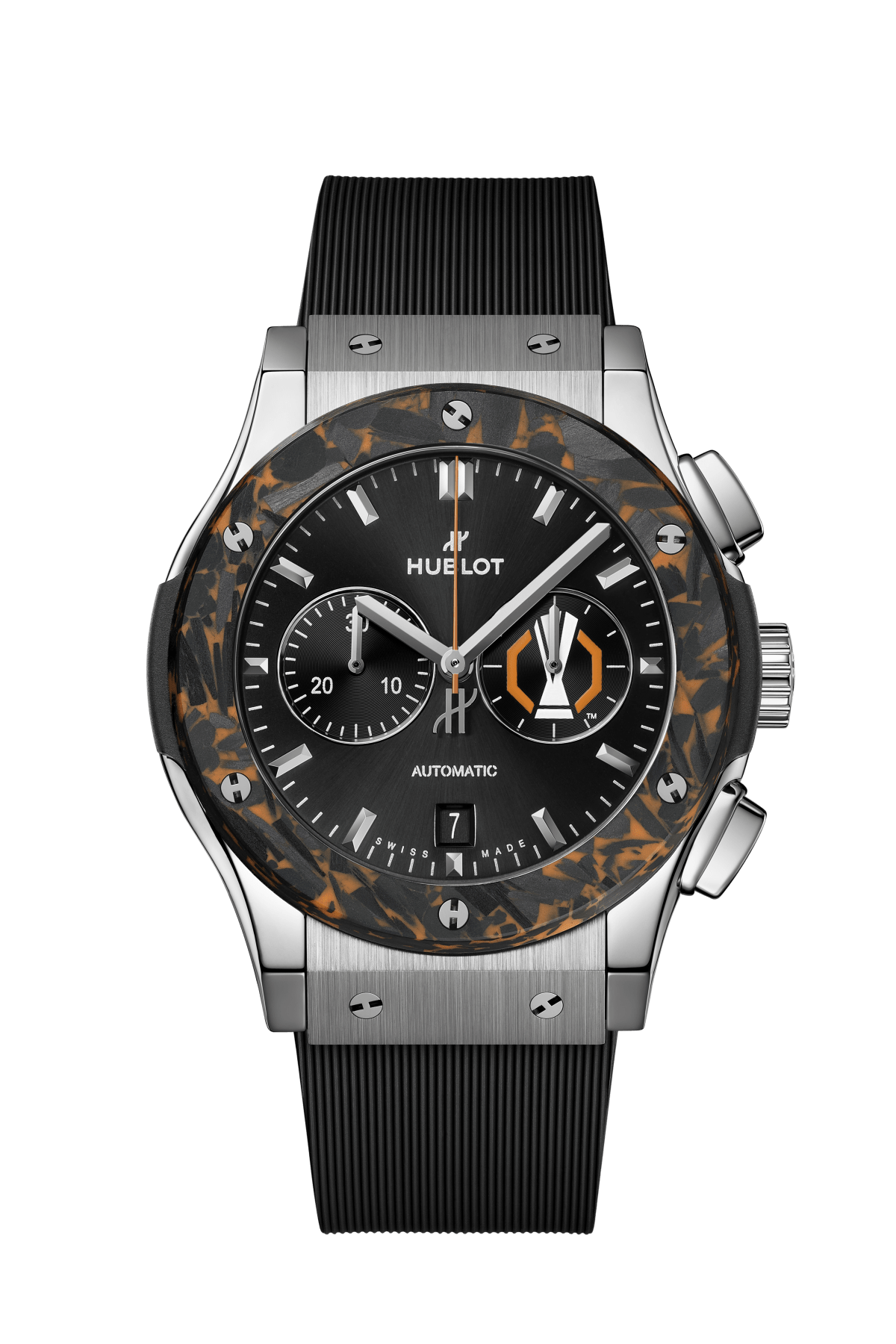 Hublot Classic Fusion Chronograph UEFA Europa League 42mm Black Dial Titanium Rubber Strap 541.NQ.1470.RX.UEL26