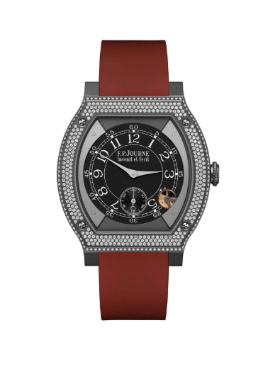 F.P.Journe élégante 48 Titalyt Diamonds 40mm Black Dial Rubber Strap - WATCHXNYC