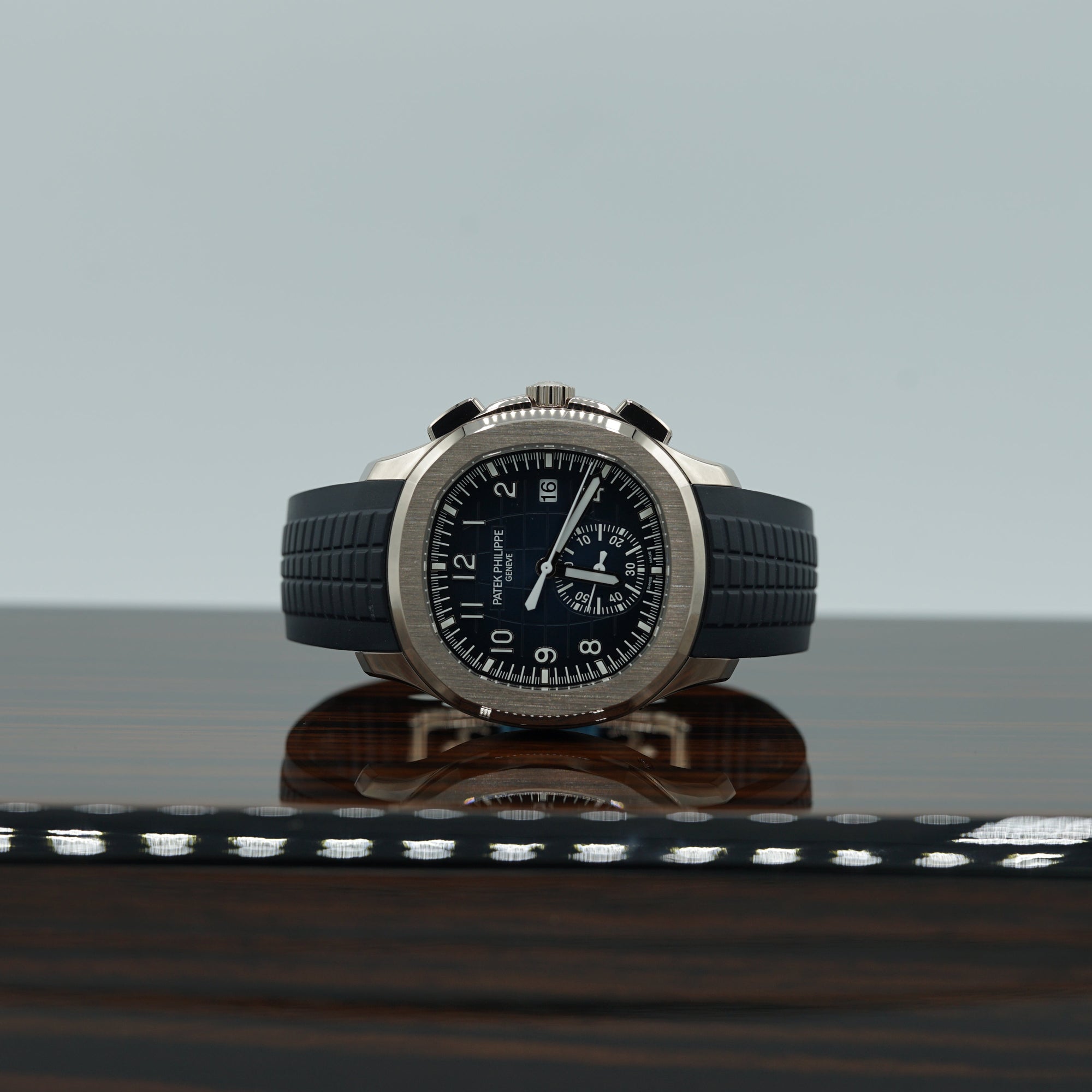 Patek Philippe  Aquanaut 42.2 mm Blue Dial 18K White Gold Rubber Strap 5968G-001 - WATCHXNYC