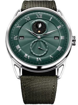 De Bethune DB25 Perpetual Calendar 44 mm Titanium Green Dial Khaki Canvas Strap DB25QPATIS4