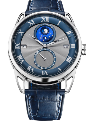 De Bethune Perpetual Calendar DB25 40 mm Titanium Blue & Silver Dial Blue Leather Strap DB25SQPATIS13