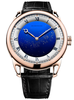 De Bethune DB25 42 mm Rose Gold Blue Starry Varius Dial Black Leather Strap DB25VRS3