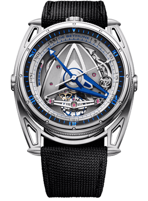 De Bethune DB28GS Grand Bleu 44 mm Black Zirconium & Titanium Silver Dial Black Canvas Strap DB28GSV2AN