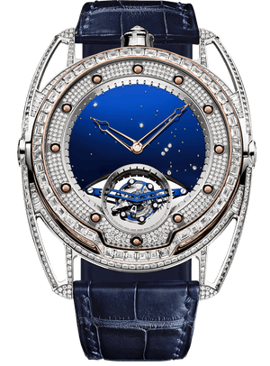De Bethune DB28 Tourbillion 42.6 mm Titanium Baguette Diamond Set Blue Dial & Leather Strap DB28TJRN