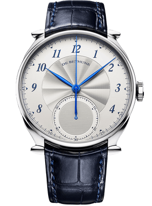 De Bethune DB Eight 42.4 mm Titanium White & Silver Dial Blue Leather Strap DB8RETIS1